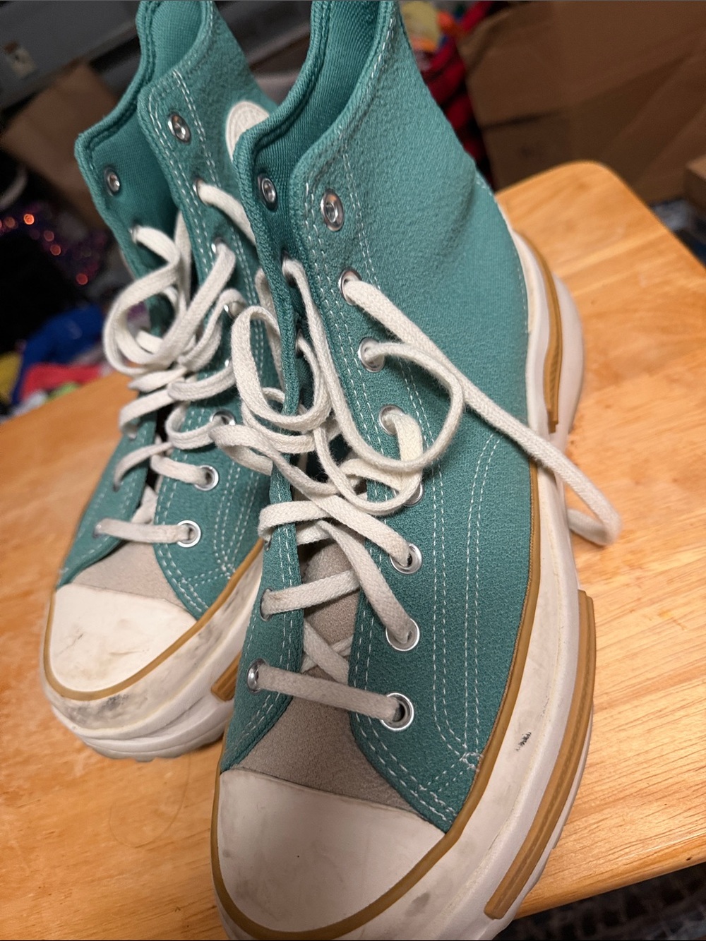 Converse Teal High-Top Kids Sneakers with White Laces